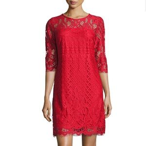 Nordstrom’s Just Taylor 3/4 Sleeve Red Lace Dress